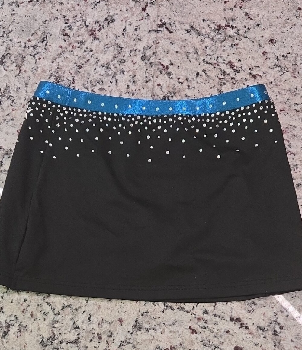 Rebel Athletic Black Skirt with Blue Accent and Stud Detailing